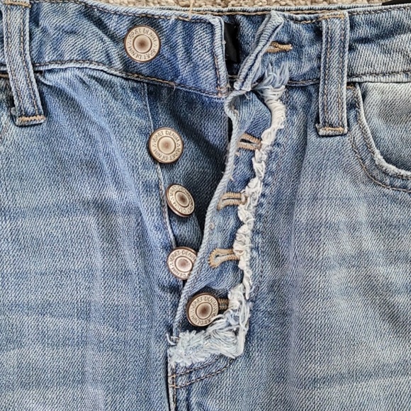 Vervet Distresser High Rise Blue Jean Button Front Mini Skirt - Picture 4 of 14